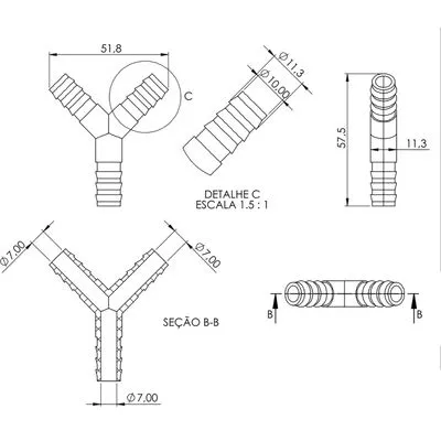 Conector em “Y” Universal Branco para Mangueira 3 Via... - Foto 2