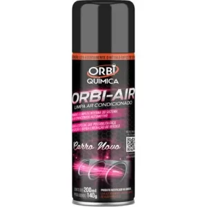 Limpa Ar Condicionado Orbi Air Carro Novo 200ml / 140g – Higienizador Automotivo com Fragrância de Carro Novo e Válvula Especial