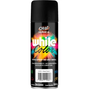 Tinta Spray White Color Preto Fosco 340ml/190g – Uso Geral - Flamma Autopeças