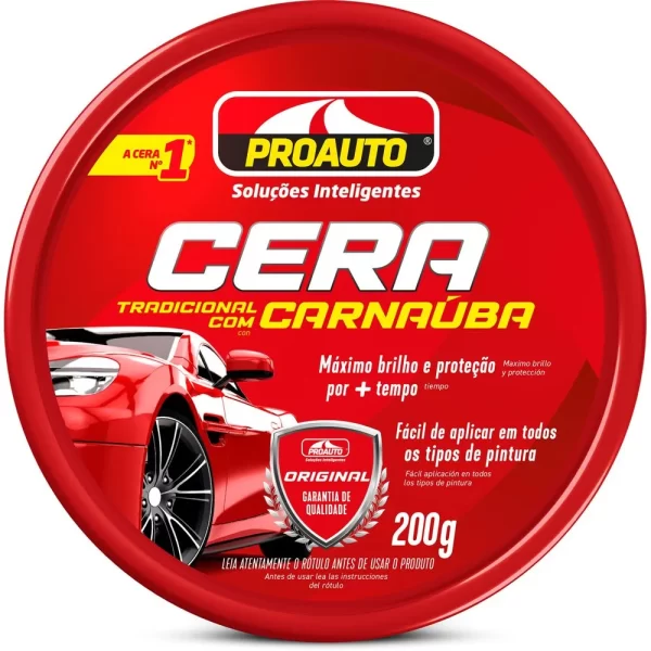 Cera Pasta Tradicional com Carnaúba Proauto 200g – - Flamma Autopeças