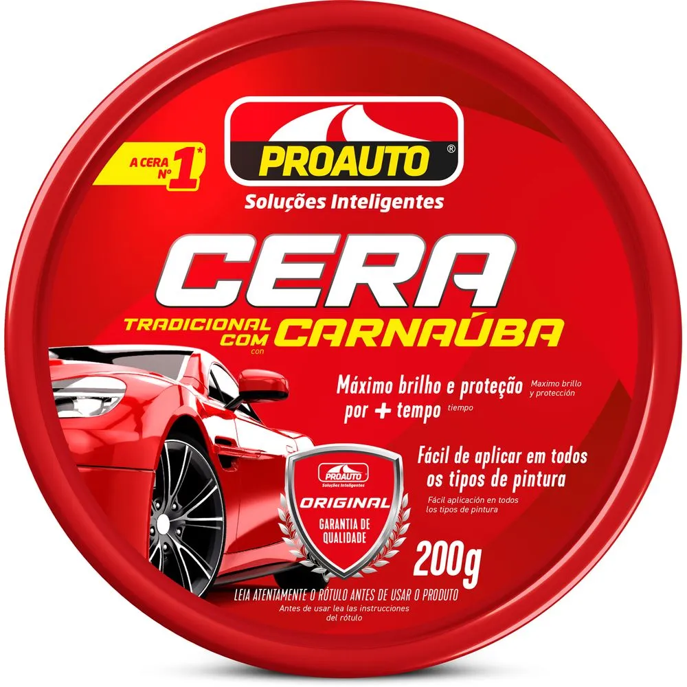 Cera Pasta Tradicional com Carnaúba Proauto 200g – - Flamma Autopeças