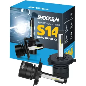 Lâmpada LED Nano Headlight S14 H4 6000K 12V 32W 3600LM – Super Branca, Alta Eficiência e Durabilidade