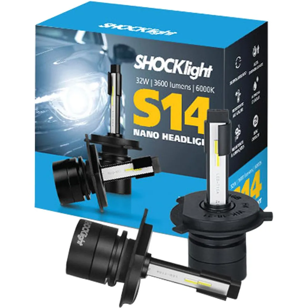 Lâmpada LED Nano Headlight S14 H4 6000K 12V 32W 3600LM – Super Branca, Alta Eficiência e Durabilidade