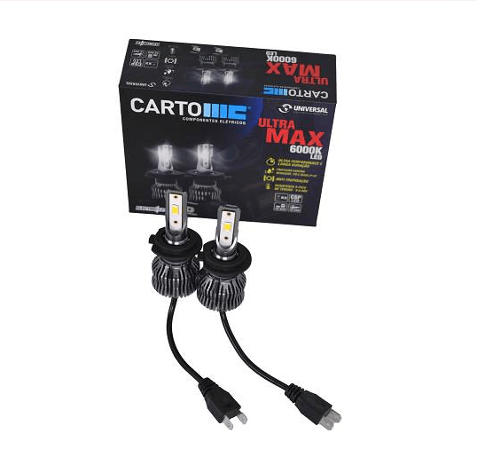 Par de Lâmpadas LED ULTRA MAX H7 6000K 2400LM - Longa Du... - Foto 2