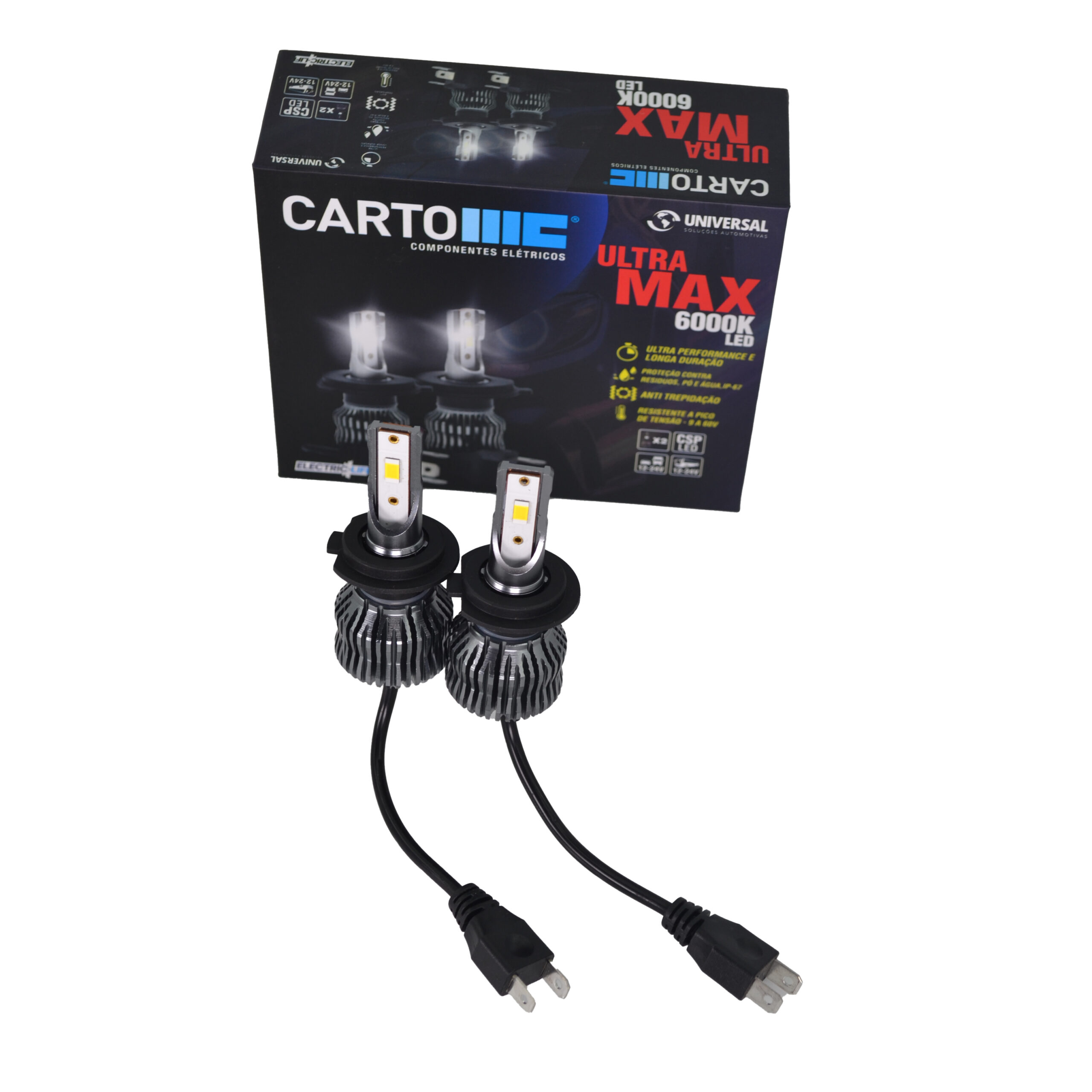 Par de Lâmpadas LED ULTRA MAX H7 6000K 2400LM - Longa Du... - Foto 3