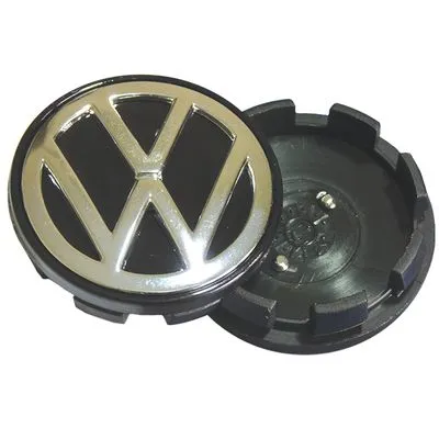 Calota Centro de Roda Volkswagen Preta/Cromada 51mm Interna / 55mm Externa – Original Relev - Imagem 2