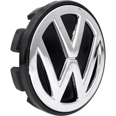 Calota Centro de Roda Volkswagen Preta/Cromada 51mm Interna / 55mm Externa – Original Relev